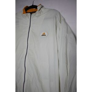 Vintage Adidas Windbreaker Jacket White & Yellow Stripe Logo Large